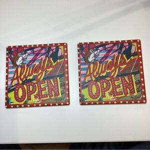 Buc-ee’s Set of 2 Cork-Backed Ceramic Coasters Always open